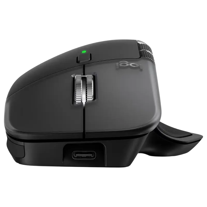 Mouse wireless Logitech MX Master 4 Graphite, vedere posterioară