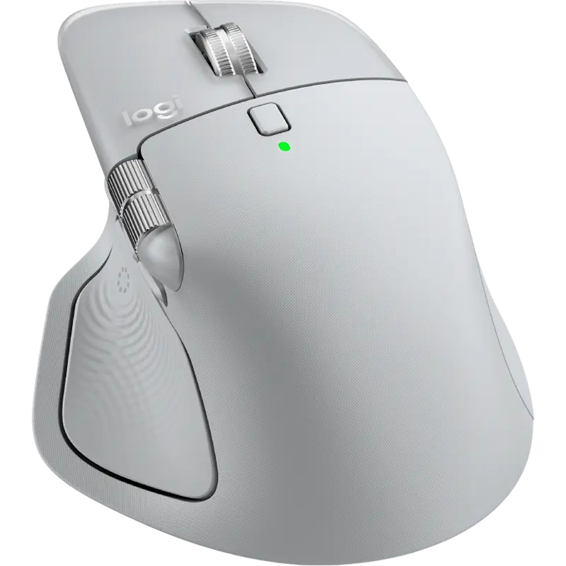 Mouse wireless Logitech MX Master 4 for Mac, 8000 dpi, ergonomic, reincarcabil, alb, vedere posterioară