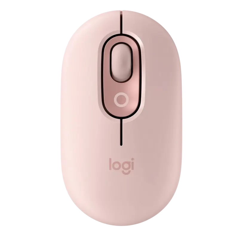 Mouse Wireless Logitech POP, Bluetooth si 2.4 GHz, 4000 DPI, Roz