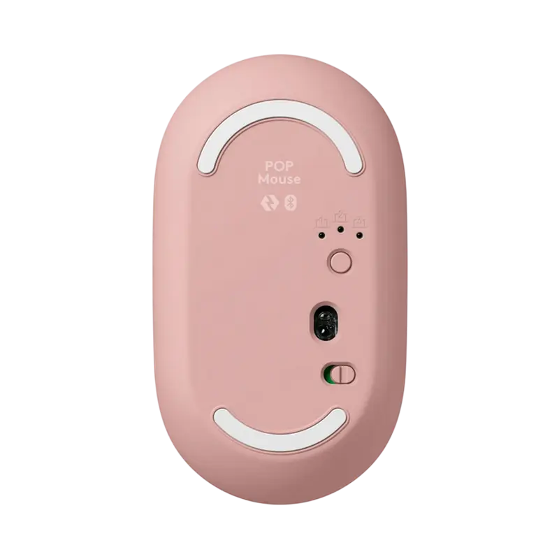 Mouse Wireless Logitech POP, Bluetooth si 2.4 GHz, 4000 DPI, Roz, vedere laterală