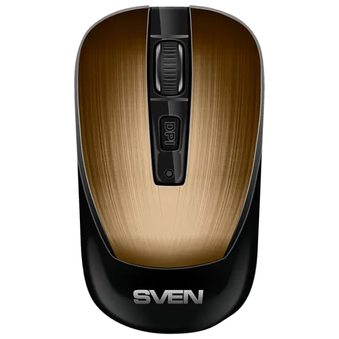 Wireless Mouse SVEN RX-380W, 800-1600 dpi, 4 buttons, Ambidextrous, 54g., 1xAA, 2.4Ghz, Bronze