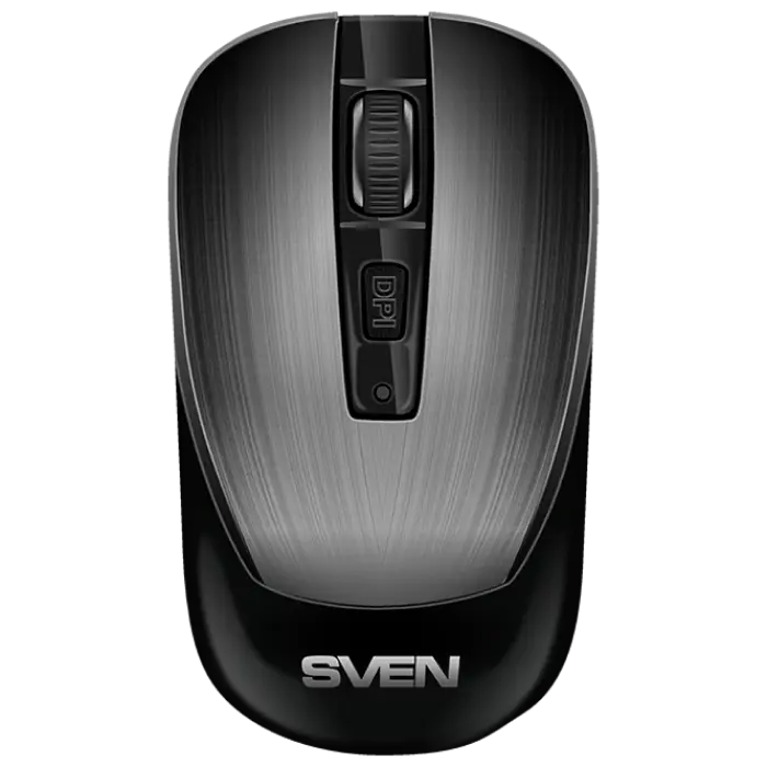 Wireless Mouse SVEN RX-380W, 800-1600 dpi, 4 buttons, Ambidextrous, 54g., 1xAA, 2.4Ghz, Silver/Gray