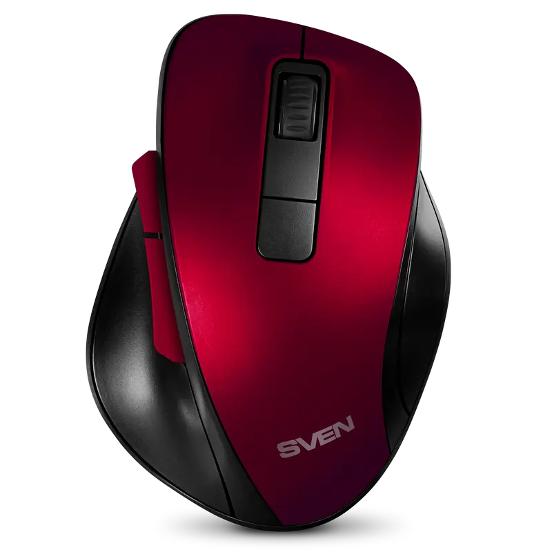 Wireless Mouse SVEN RX-525SW, 800-1600, 6 buttons, Ergonomic, 74g., 1xAA, 2.4Ghz, Red